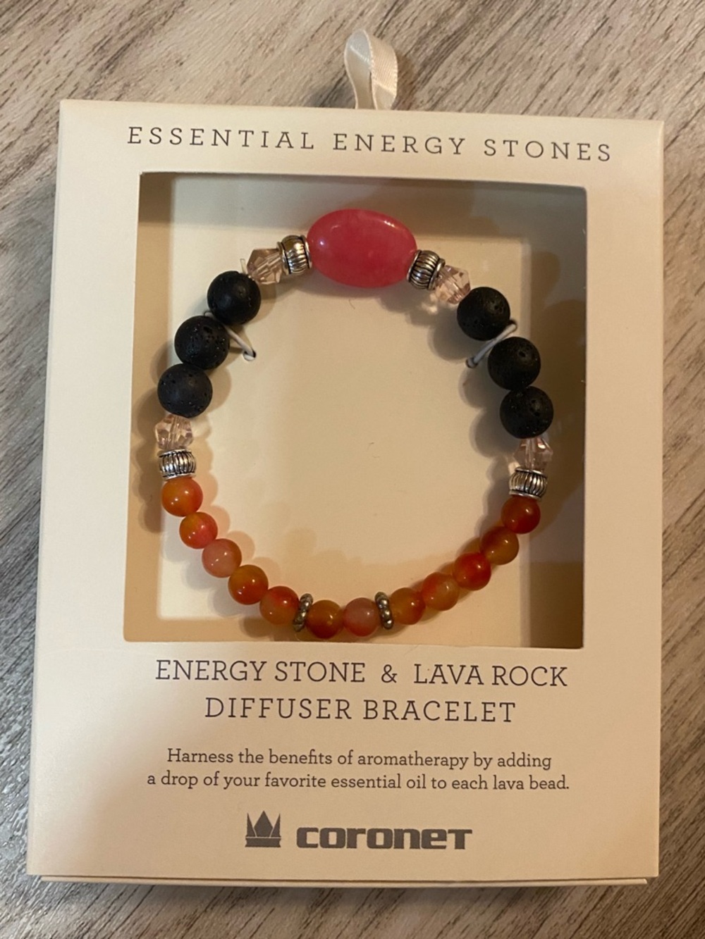 Coronet Energy Stone Agate & Lava Rock Diffuser Bracelet - NIB